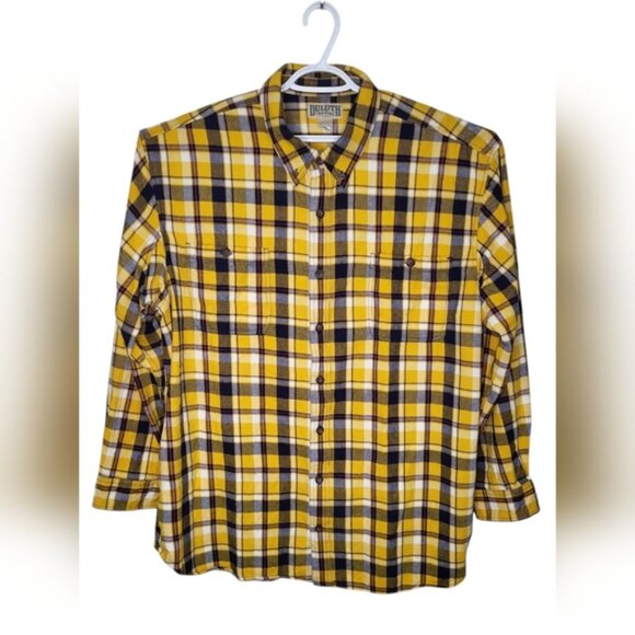 Duluth Trading Co Men's Shirt Size 3XLT Yellow Plaid Flannel Button Down Collar - Picture 2 of 13